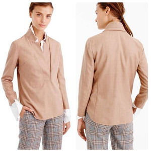 J CREW NEW Popover Shirt In Super 120s Wool Size 8 Long Sleeve Stand Collar